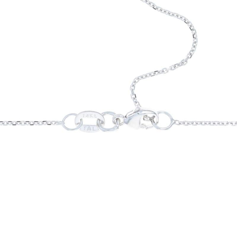 White Gold Diamond Curved Bar Pendant Necklace - 14k Round .32ctw Adjustable For Sale 1