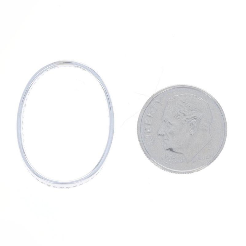 Taglio rotondo Ciondolo ovale curvo con diamante in oro bianco - 18k Brilliante rotondo .35ctw in vendita