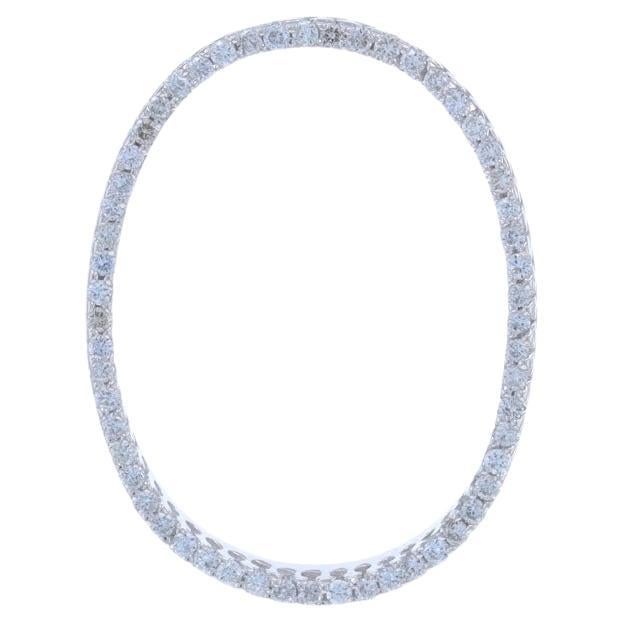 White Gold Diamond Curved Oval Pendant - 18k Round Brilliant .35ctw For Sale