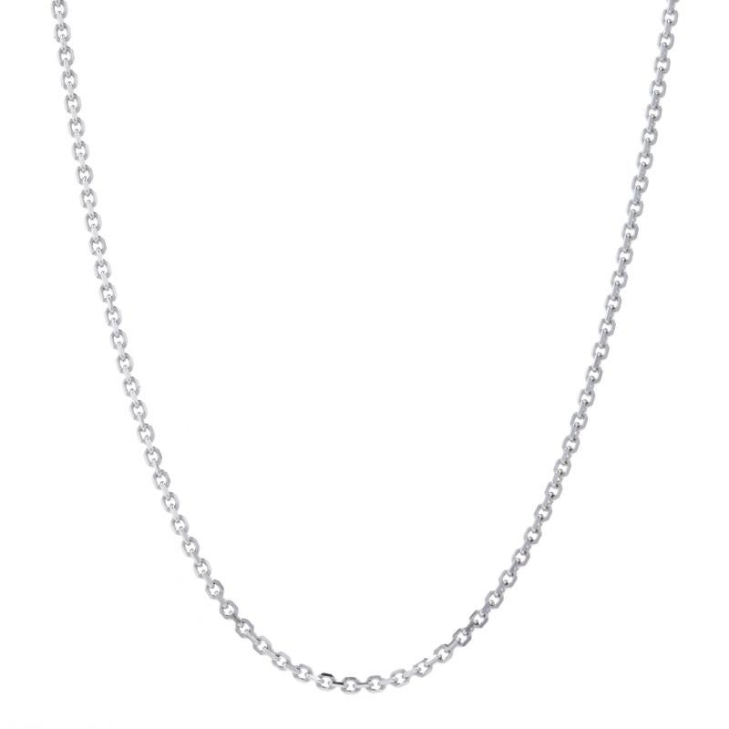 Metal Content: 14k White Gold

Chain Style: Diamond Cut Cable
Closure Type: Lobster Claw Clasp 

Measurements: 
Length: 16