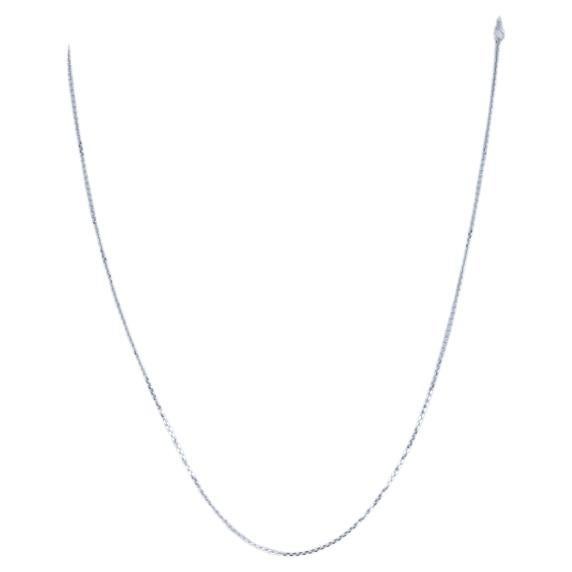 White Gold Diamond Cut Cable Chain Necklace - 14k Adjustable Length For Sale