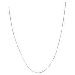 White Gold Diamond Cut Cable Chain Necklace - 14k Adjustable Length