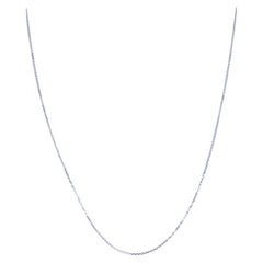 White Gold Diamond Cut Cable Chain Necklace - 14k Adjustable Length