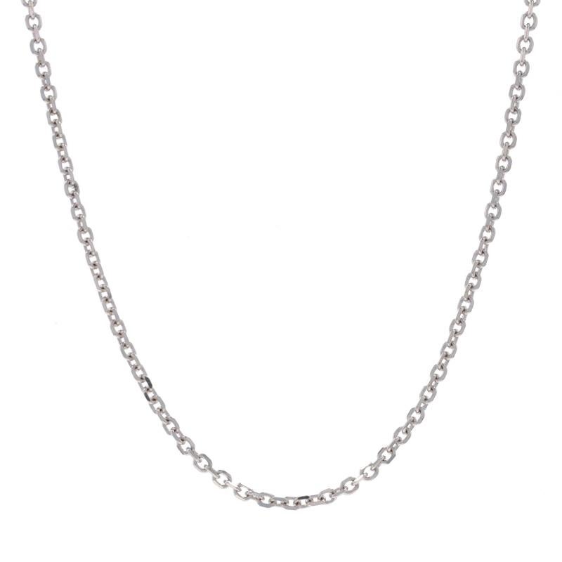 Metal Content: 14k White Gold

Chain Style: Diamond Cut Cable
Necklace Style: Chain
Fastening Type: Lobster Claw Clasp

Measurements
Length: 15 3/4