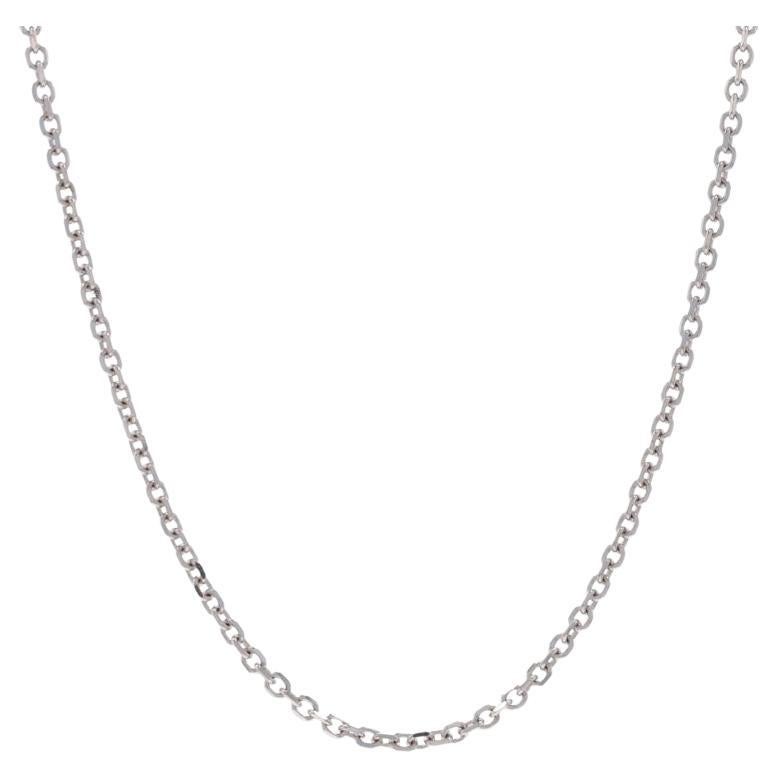 White Gold Diamond Cut Cable Chain Necklace 15 3/4" - 14k For Sale