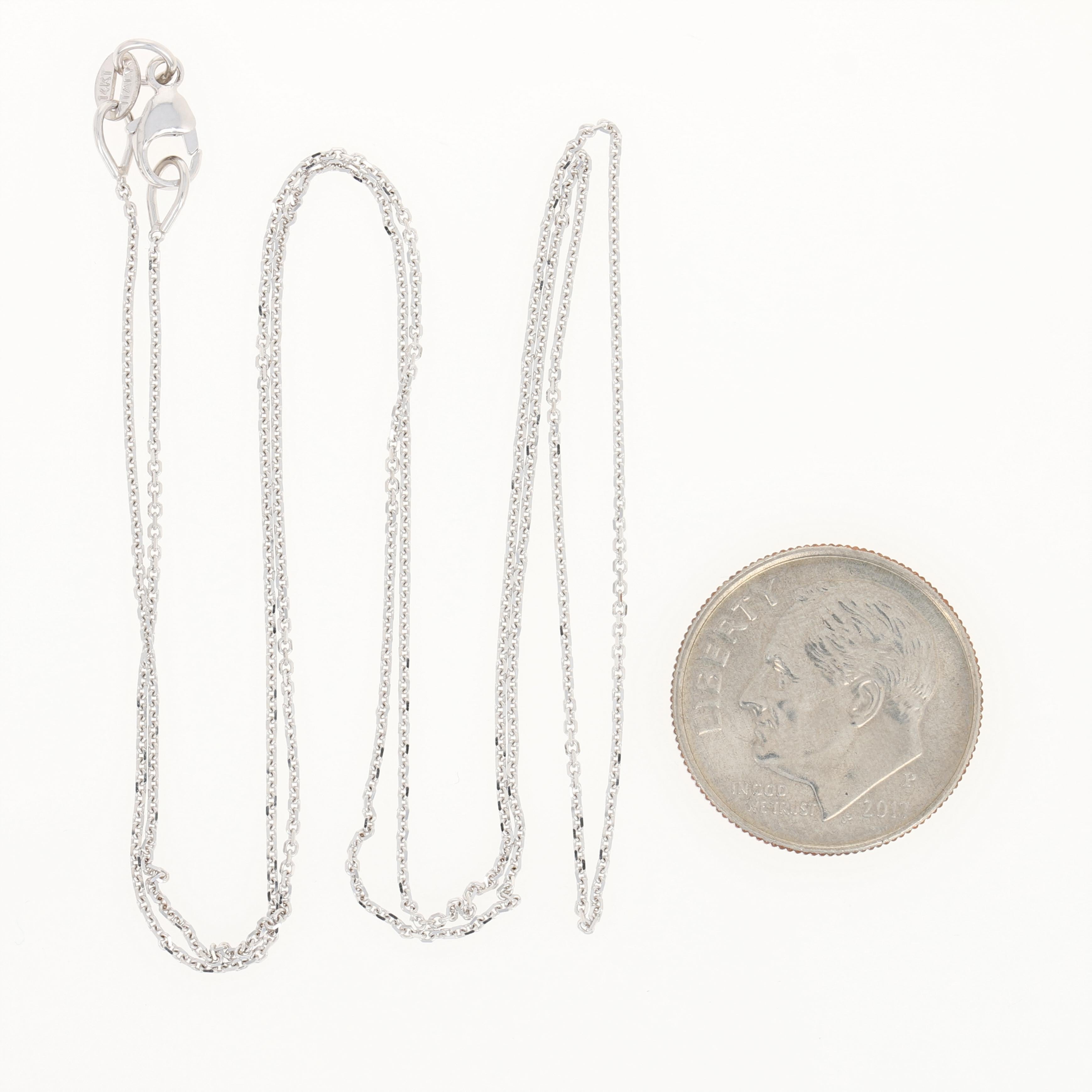 Women's White Gold Diamond Cut Cable Chain Necklace 20