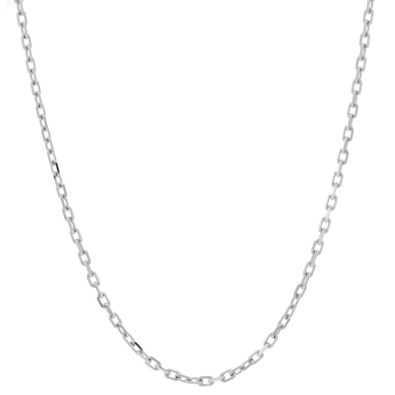 Metal Content: 14k White Gold

Chain Style: Diamond Cut Cable
Closure Type: Lobster Claw Clasp

Measurements: 
Length: 20