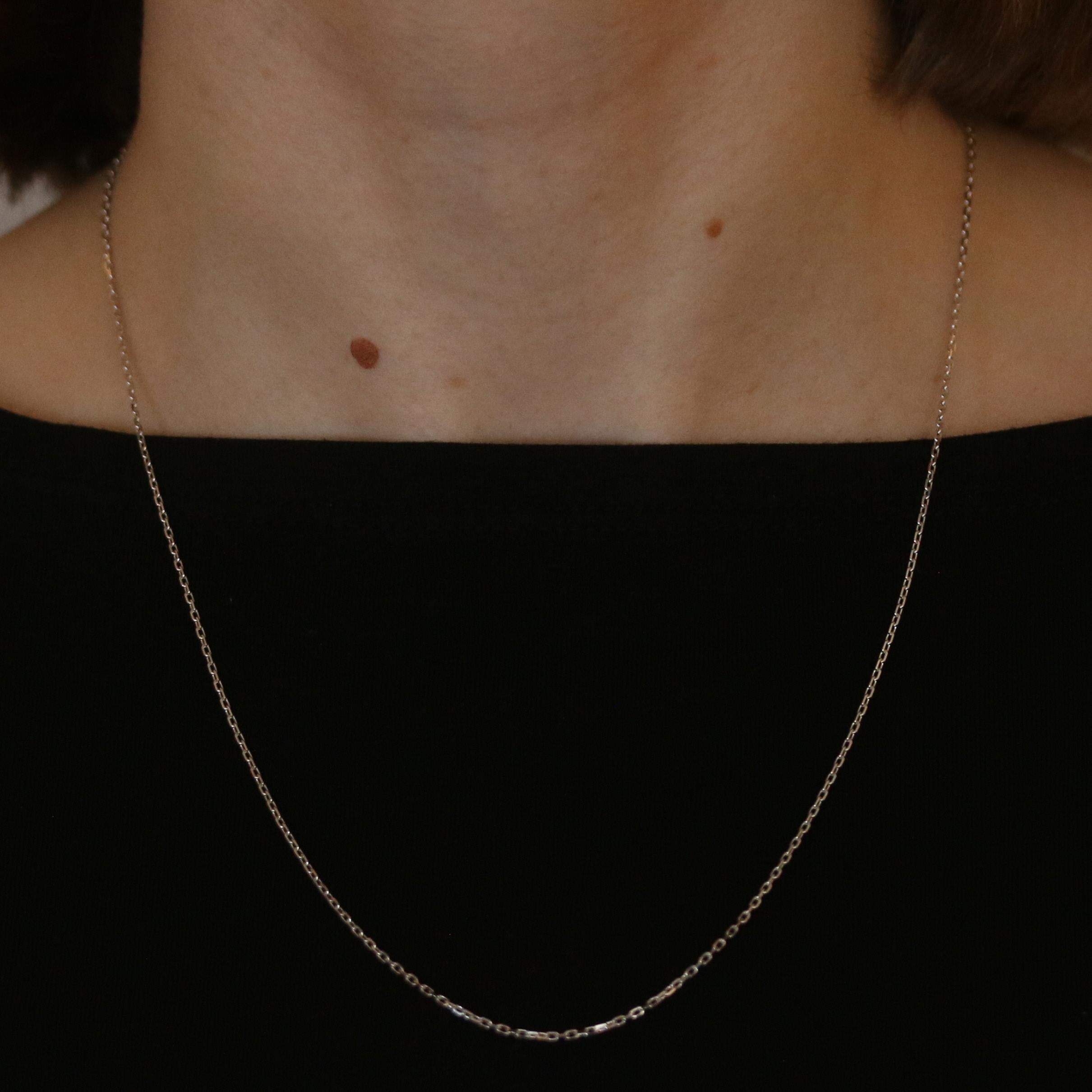 Women's White Gold Diamond Cut Cable Chain Necklace 20