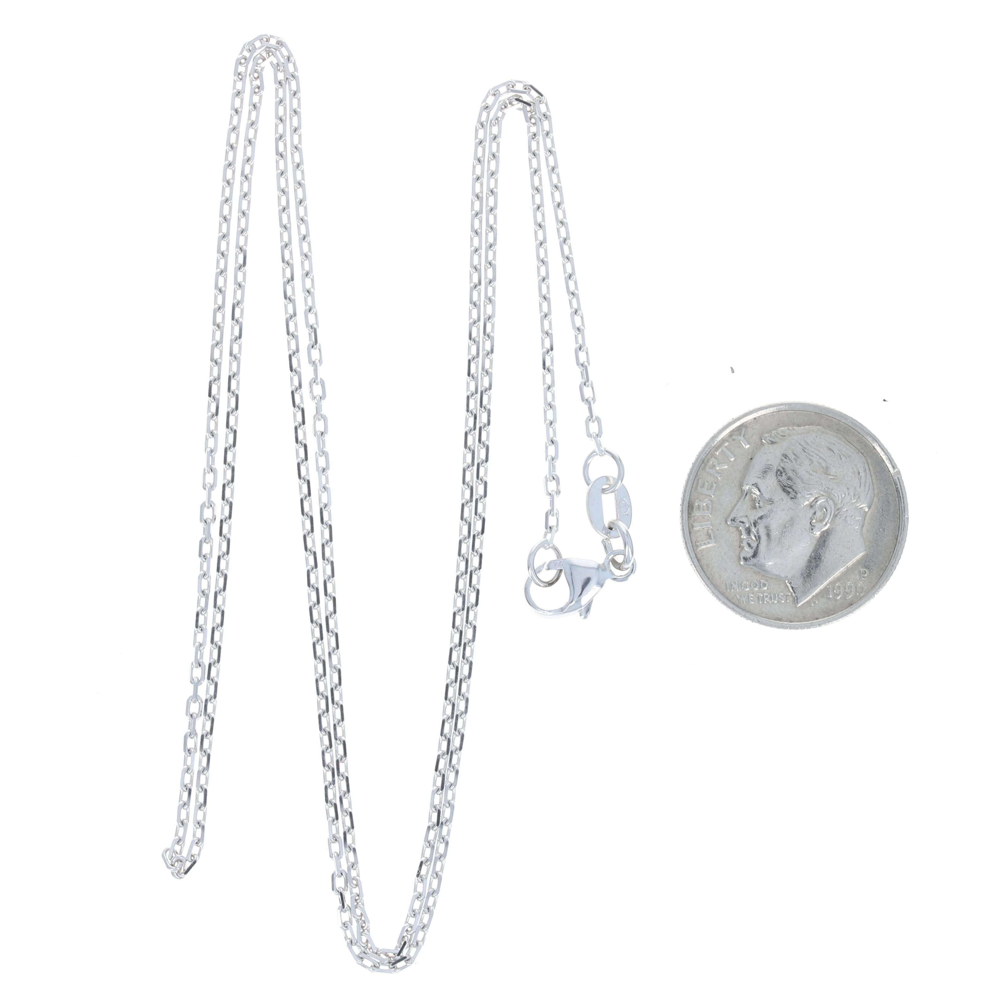 White Gold Diamond Cut Cable Chain Necklace 20