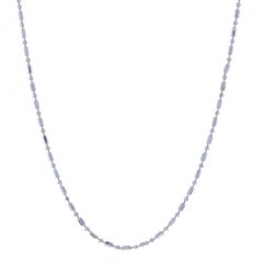White Gold Diamond Cut Fancy Bead Chain Necklace 18" - 14k Dot Dash Italy