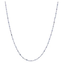 White Gold Diamond Cut Fancy Bead Chain Necklace 18" - 14k Dot Dash Italy
