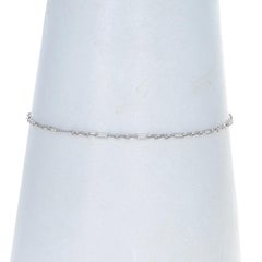 White Gold Diamond Cut Figaro Chain Ankle Bracelet 9" - 14k Anklet Italy