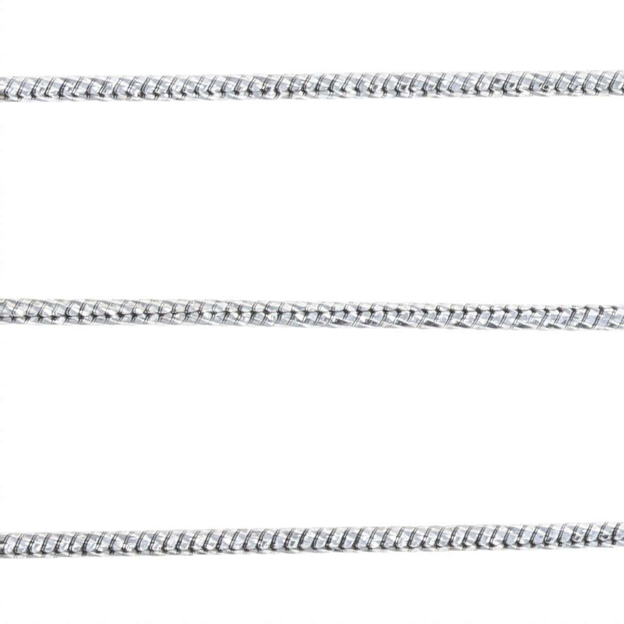 Metal Content: 14k White Gold

Chain Style: Diamond Cut Snake
Fastening Type: Lobster Claw Clasp

Measurements: 
Length: 15 1/4