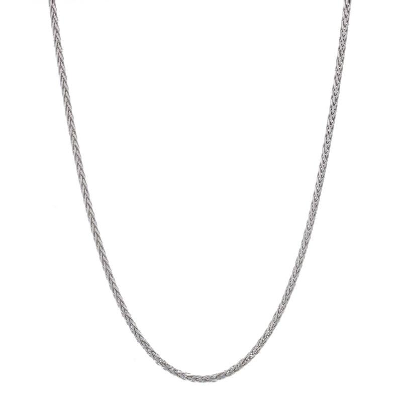 White Gold Diamond Cut Wheat Chain Necklace 16