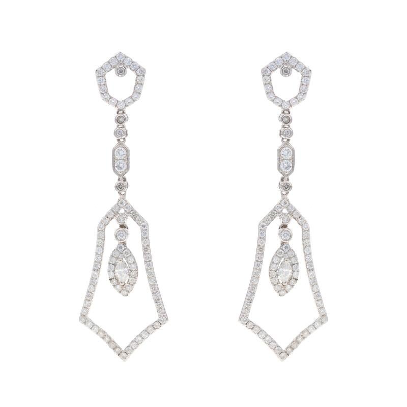 Metal Content: 14k White Gold

Stone Information

Natural Diamonds
Carat(s): 1.69ctw (carat stamp)
Cut: Round Brilliant
Color: F - G - H
Clarity: SI1 - I1

Natural Diamonds
Carat(s): .18ctw (carat stamp)
Cut: Marquise
Color: F - G - H
Clarity: SI1 -
