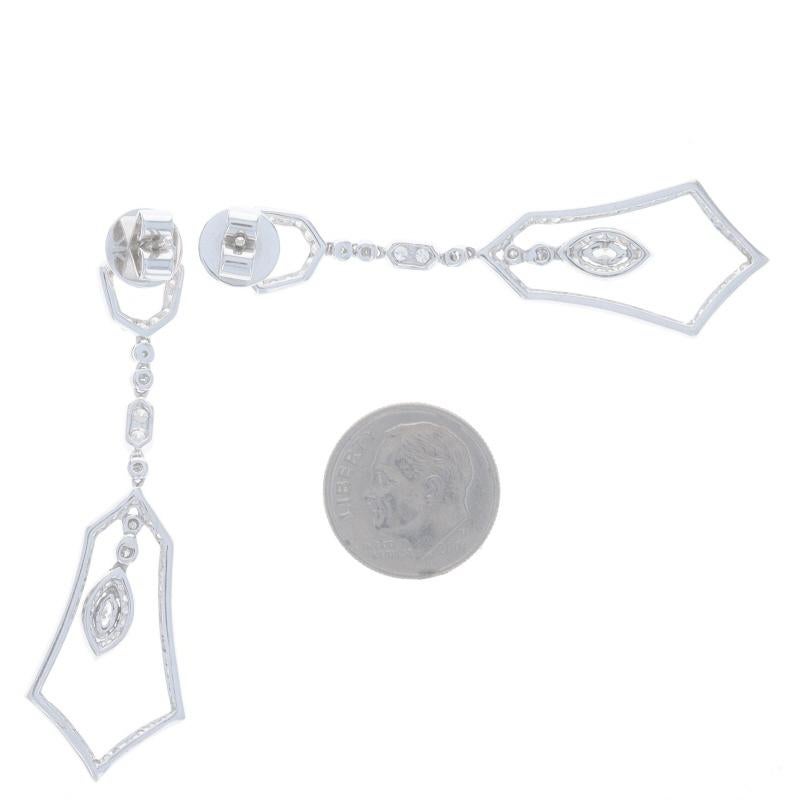 Women's White Gold Diamond Dangle Earrings - 14k Round 1.87ctw Geometric Pierced For Sale