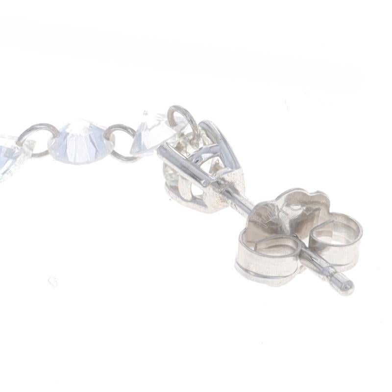 Women's White Gold Diamond Dangle Earrings - 14k Round Brilliant & Pear .98ctw Pierced For Sale