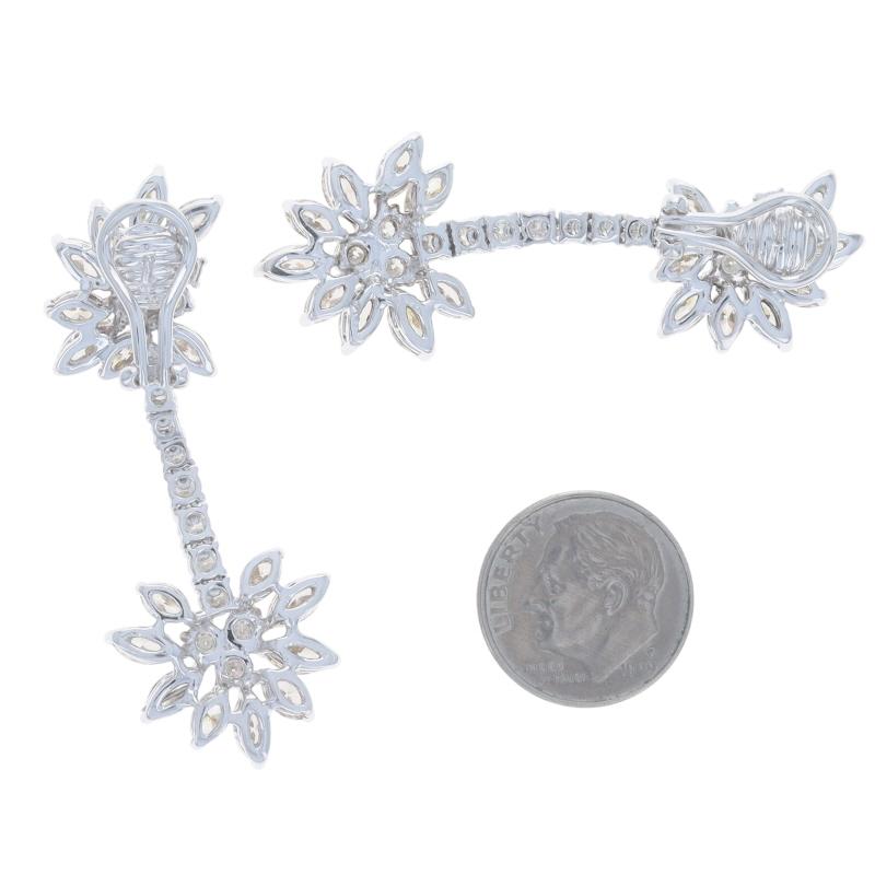 Donna Orecchini pendenti in oro bianco con diamanti - 18k Marquise 8,88ctw Floral Pierced in vendita