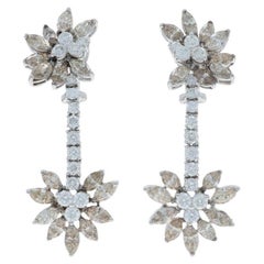 Orecchini pendenti in oro bianco con diamanti - 18k Marquise 8,88ctw Floral Pierced