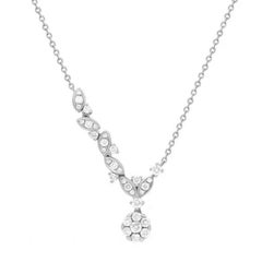 White Gold Diamond Dangle Elegant Drop Necklace for Her