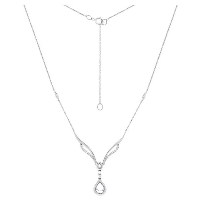 White Gold Diamond Dangle Elegant Princess Drop Necklace for Her