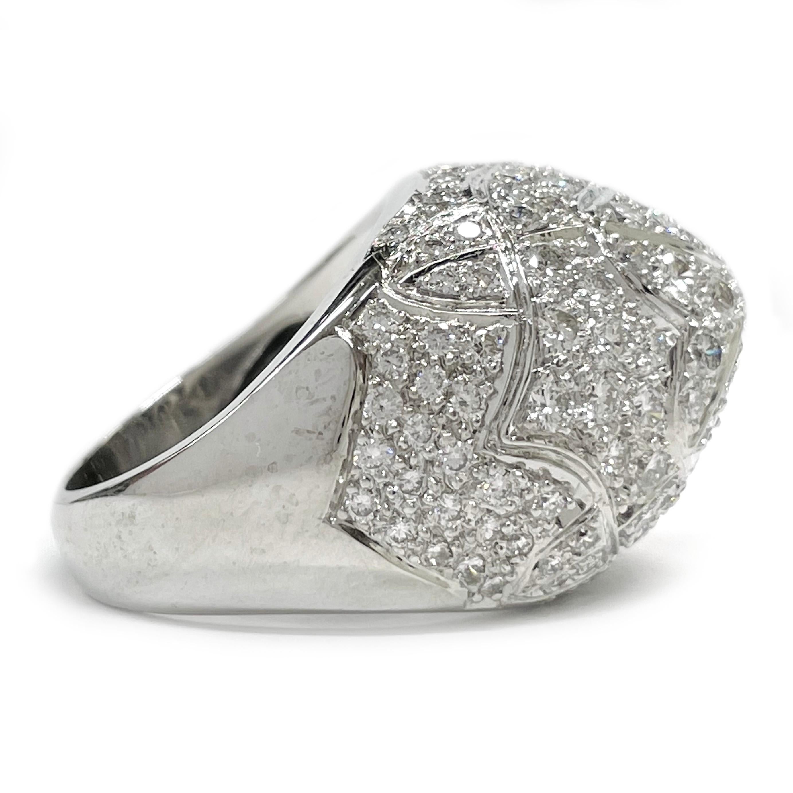 White Gold Pave Diamond Dome Ring In Good Condition For Sale In Palm Desert, CA