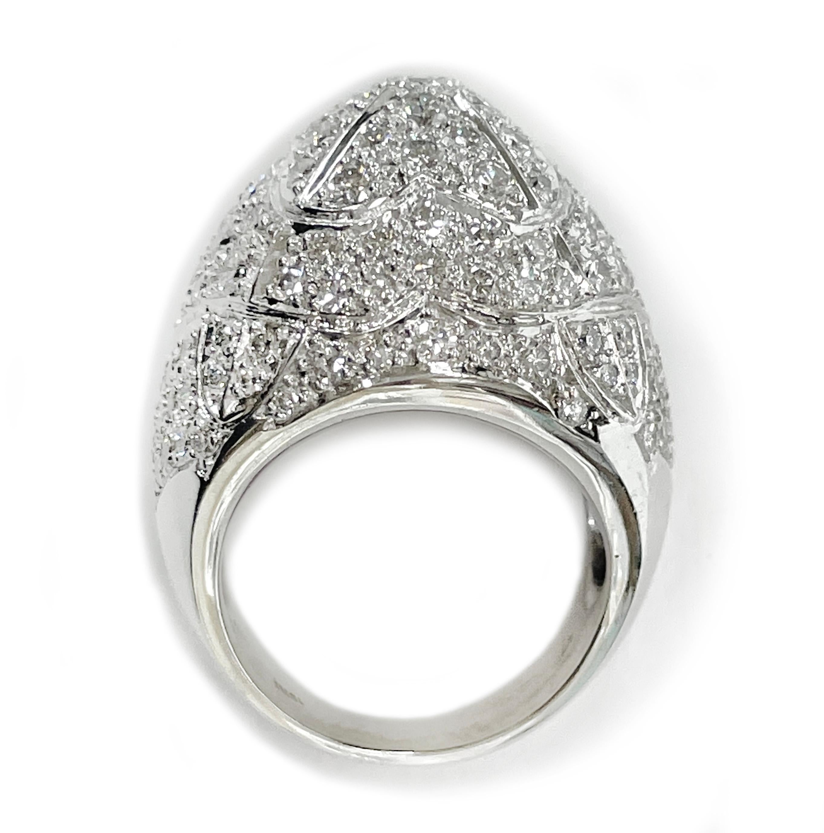 Women's or Men's White Gold Pave Diamond Dome Ring For Sale