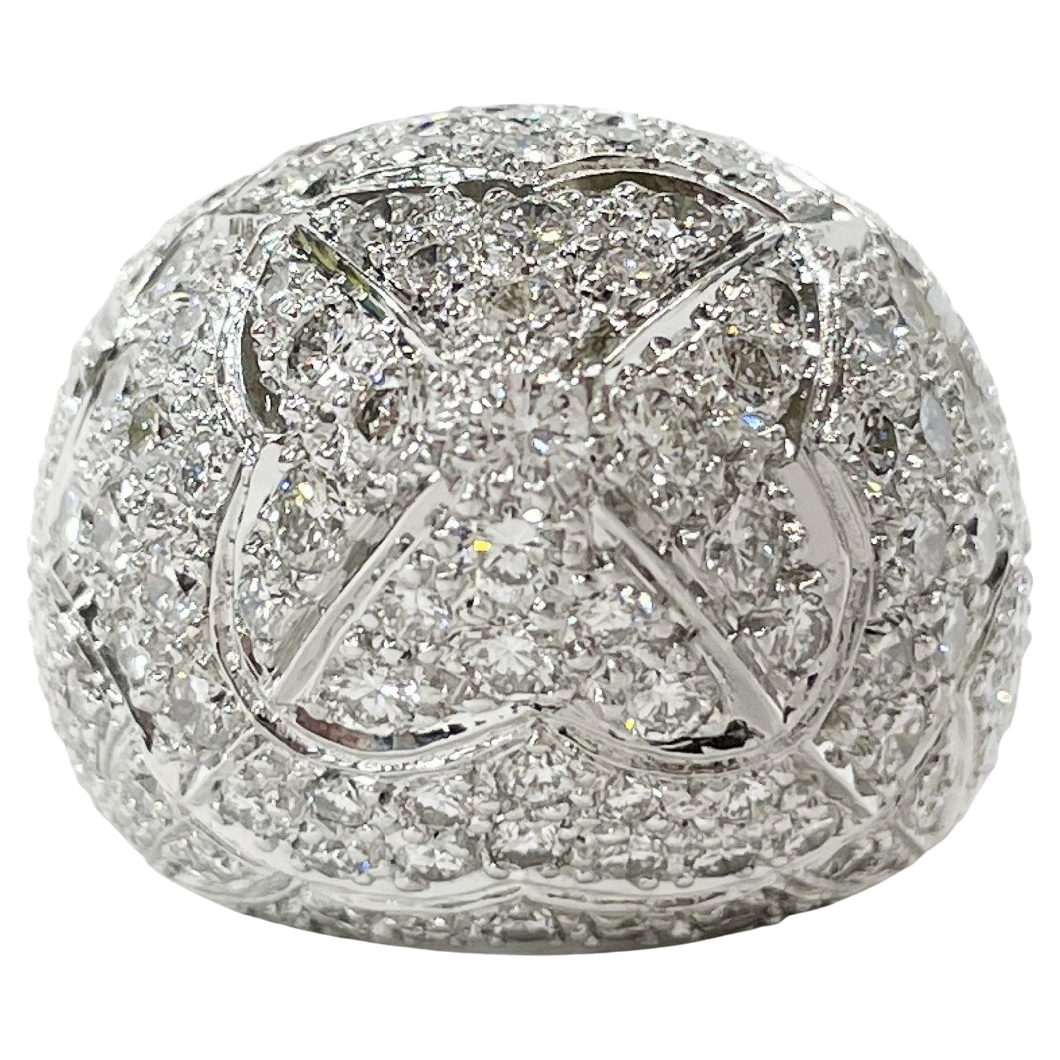 White Gold Pave Diamond Dome Ring For Sale