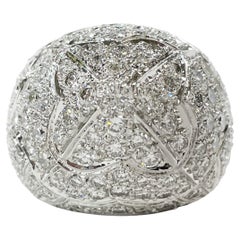 Retro White Gold Pave Diamond Dome Ring