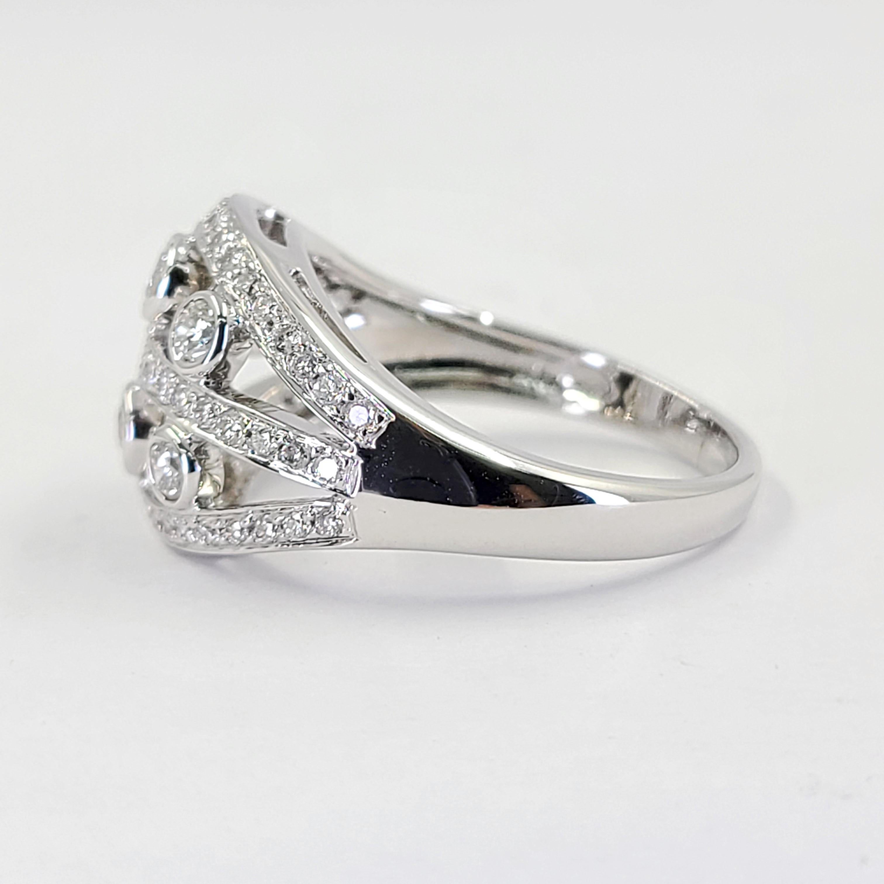 Round Cut White Gold Diamond Dome Ring For Sale