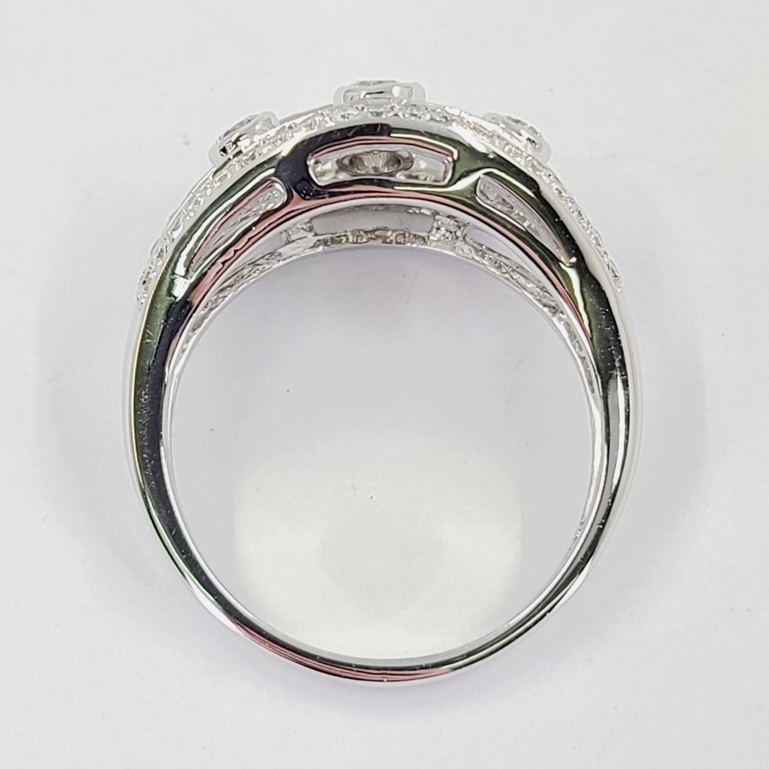 White Gold Diamond Dome Ring In Good Condition For Sale In Coral Gables, FL
