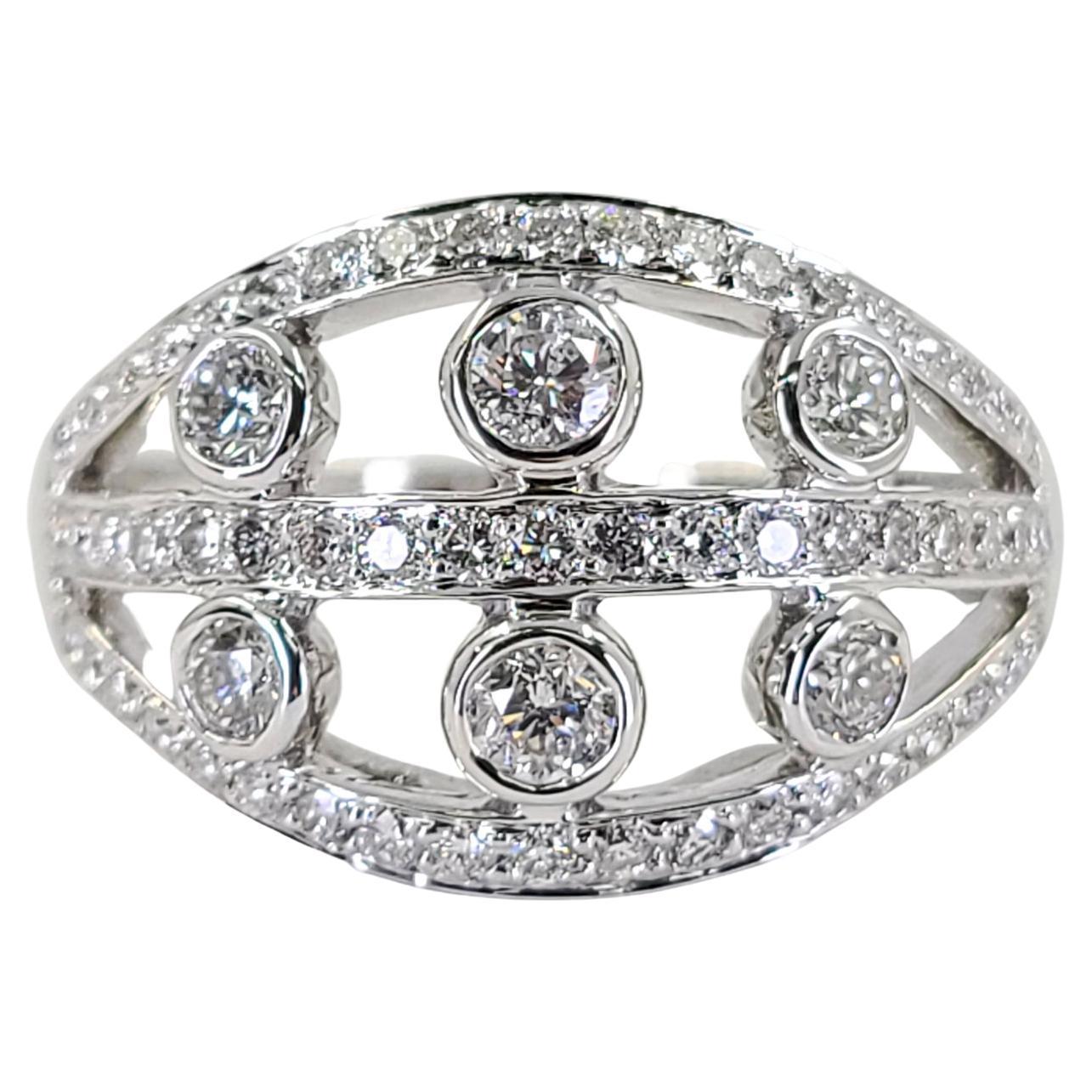 White Gold Diamond Dome Ring For Sale