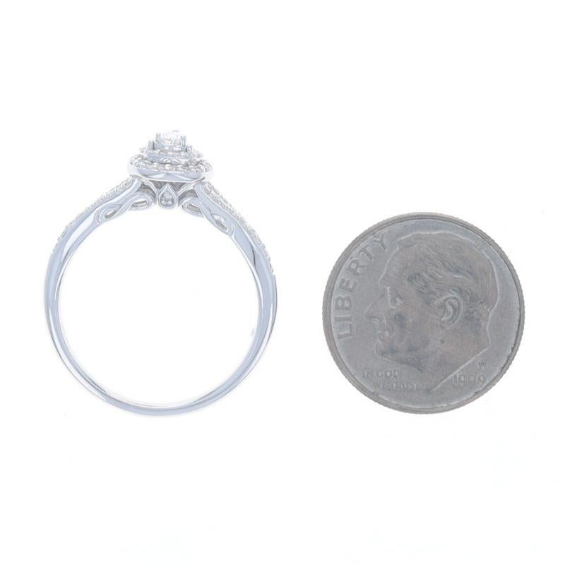 Weißgold-Diamant-Doppel-Halo-Verlobungsring - 10k Birne & einzeln .33ctw im Angebot 1