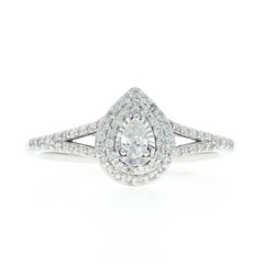 Weißgold-Diamant-Doppel-Halo-Verlobungsring - 10k Birne
einzeln .33ctw