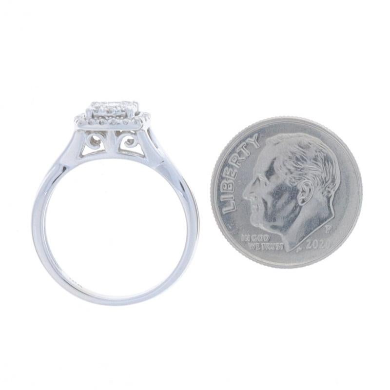 Princess Cut White Gold Diamond Double Halo Engagement Ring 10k Princess & Rnd .50ctw Cluster For Sale