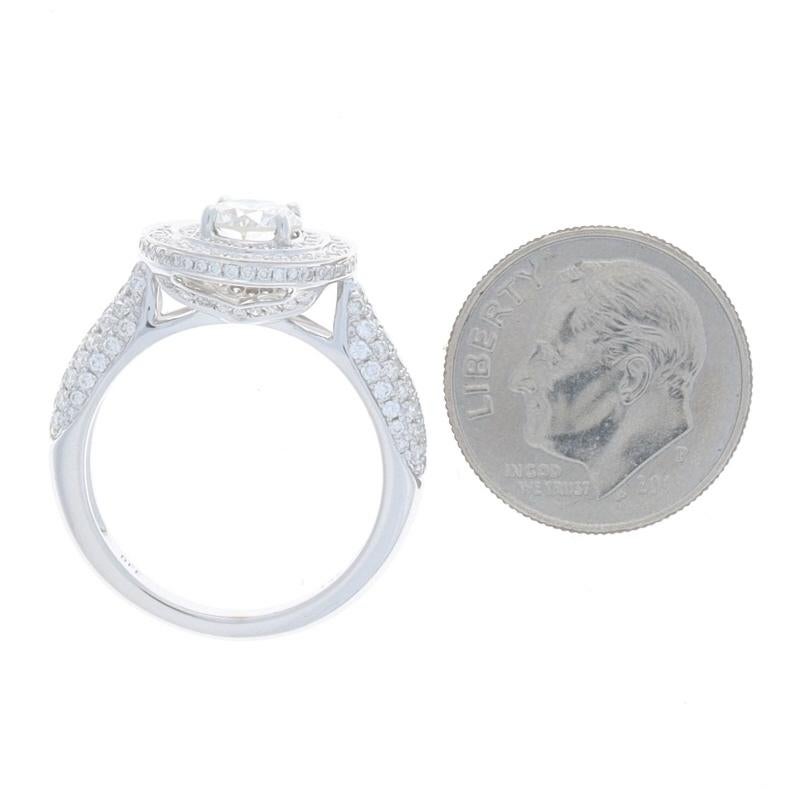 White Gold Diamond Double Halo Engagement Ring - 14k Rnd 1.55ctw GIA Hidden Halo In New Condition For Sale In Greensboro, NC