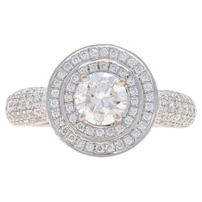 Weißgold Diamant Doppel Halo Verlobungsring - 14k Rnd 1,55ctw GIA Hidden Halo