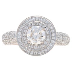 Bague de fiançailles en or blanc avec double halo de diamants - 14k Rnd 1.55ctw GIA Hidden Halo