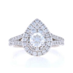 White Gold Diamond Double Halo Engagement Ring - 14k Round Brilliant 1.25ctw