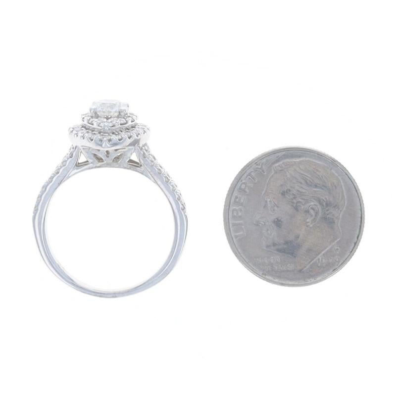 Bague de fiançailles en or blanc avec double halo de diamants - 14k Round Brilliant 1.25ctw en vente 1