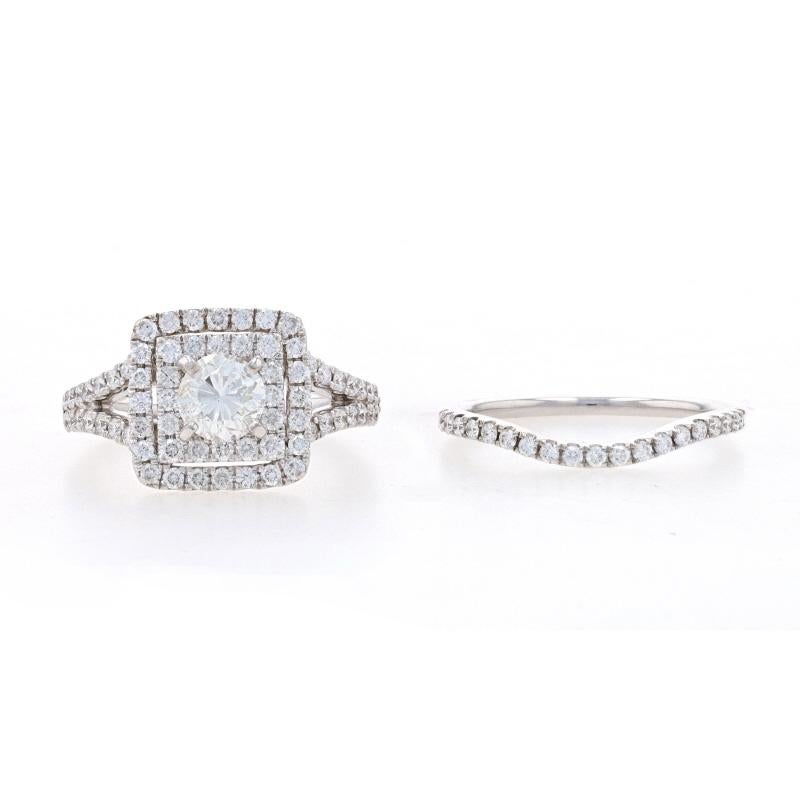 Verlobungsring aus Weißgold mit Diamant und doppeltem Halo 18k 2,13 Karat im Zustand „Hervorragend“ im Angebot in Greensboro, NC