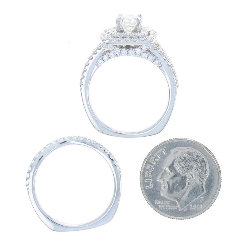 Verlobungsring aus Weißgold mit Diamant und doppeltem Halo 18k 2,13 Karat Damen im Angebot