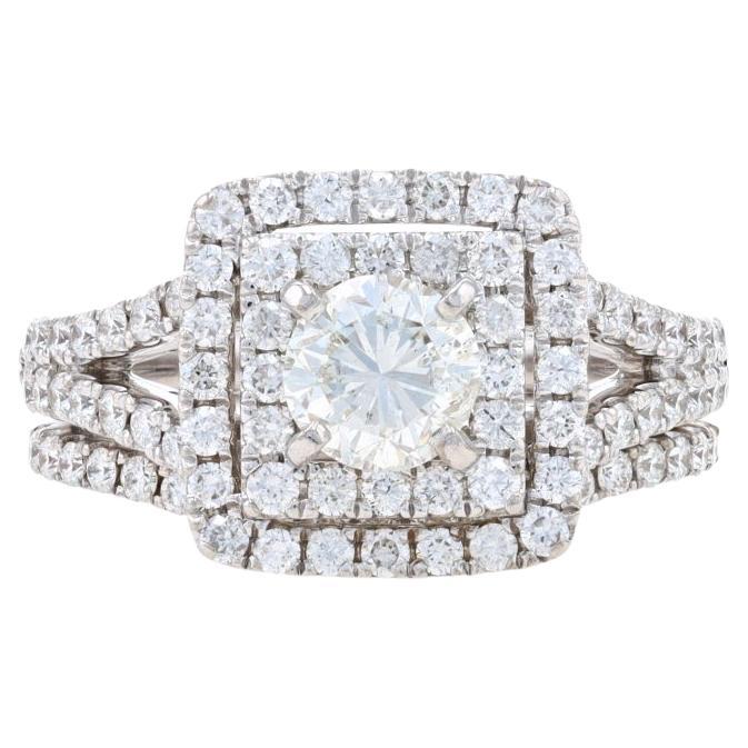 Verlobungsring aus Weißgold mit Diamant und doppeltem Halo 18k 2,13 Karat