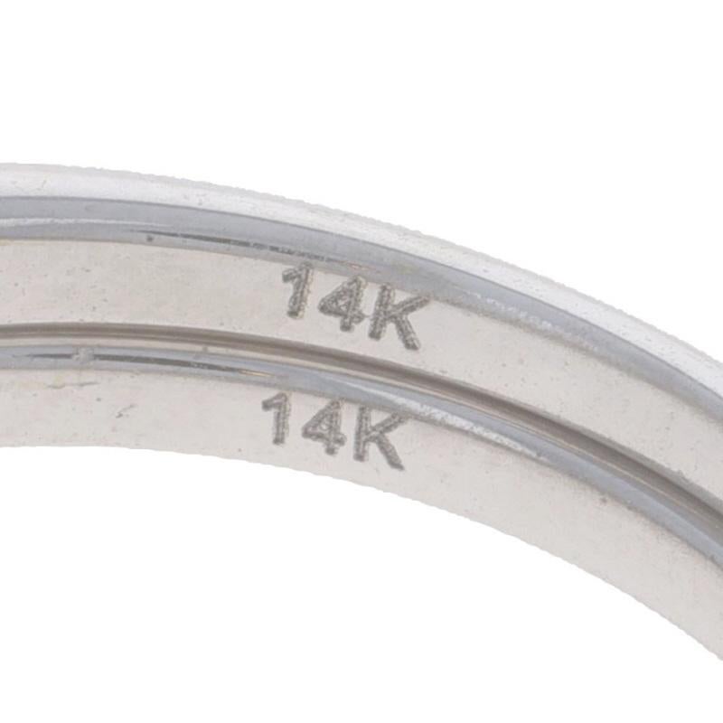 Weißgold Diamant Doppel Halo Verlobungsring & Ehering - 14k Rd 1.00ctw im Angebot 2
