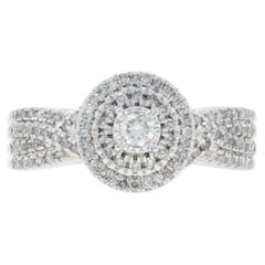 Weißgold-Diamant-Doppel-Halo-Ring - 10k Runde Brillant & Single .50ctw