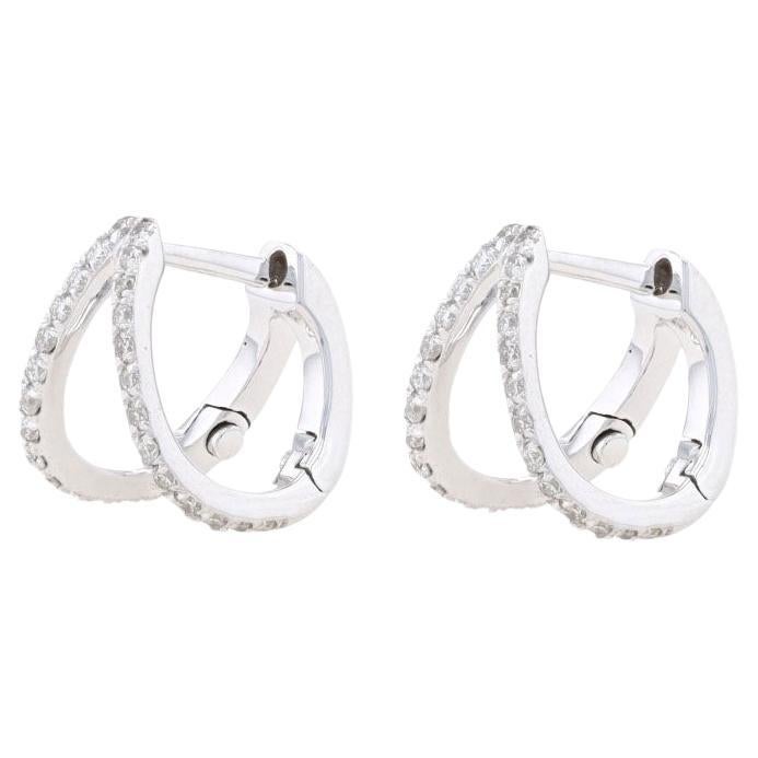 Boucles d'oreilles en or blanc à double diamant - 14k brillant rond .26ctw