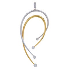 White Gold Diamond Double Loop Pendant - 14k Round Brilliant
