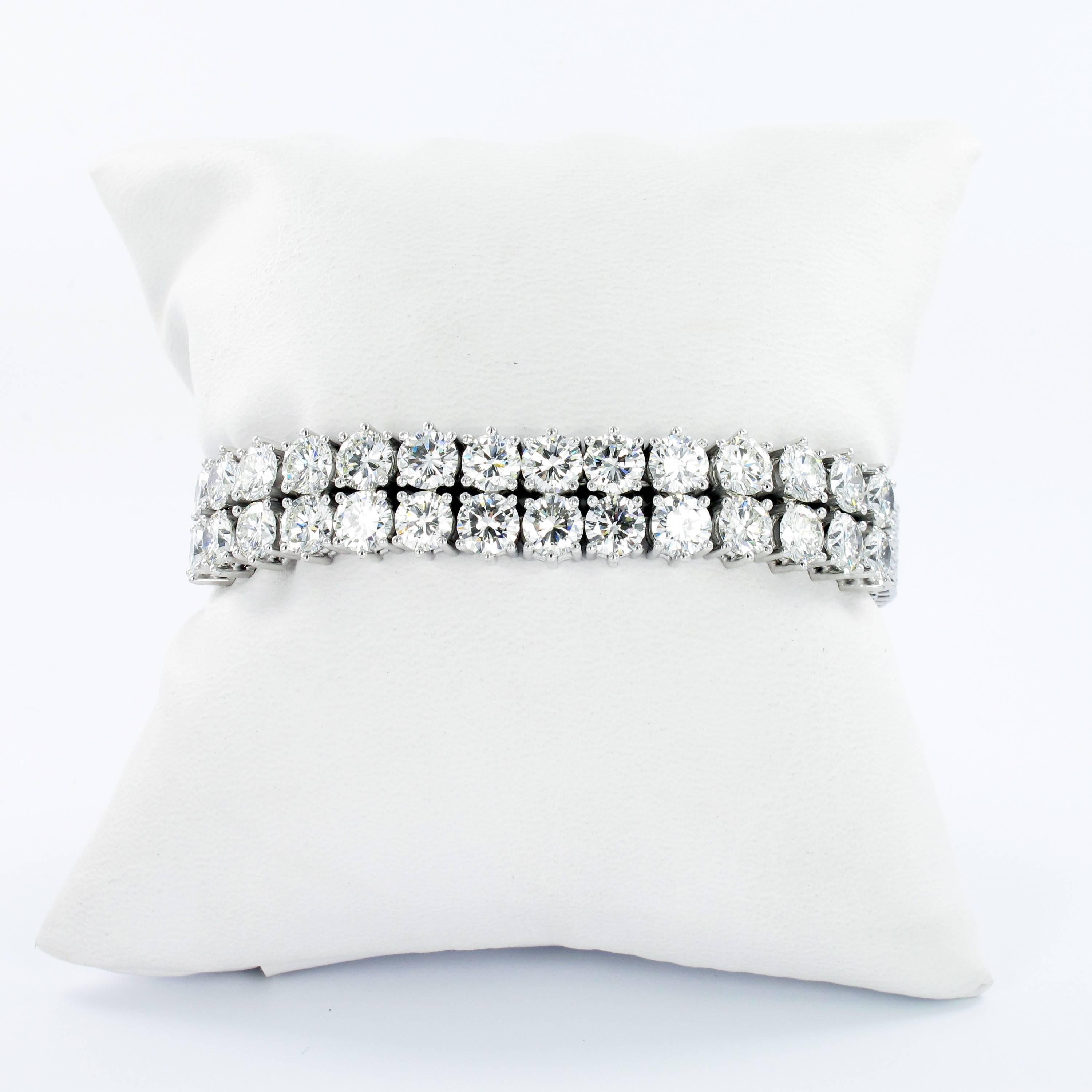Contemporary White Gold Diamond Double Row Bracelet