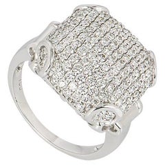 White Gold Diamond Dress Cocktail Ring 1.27 Carats