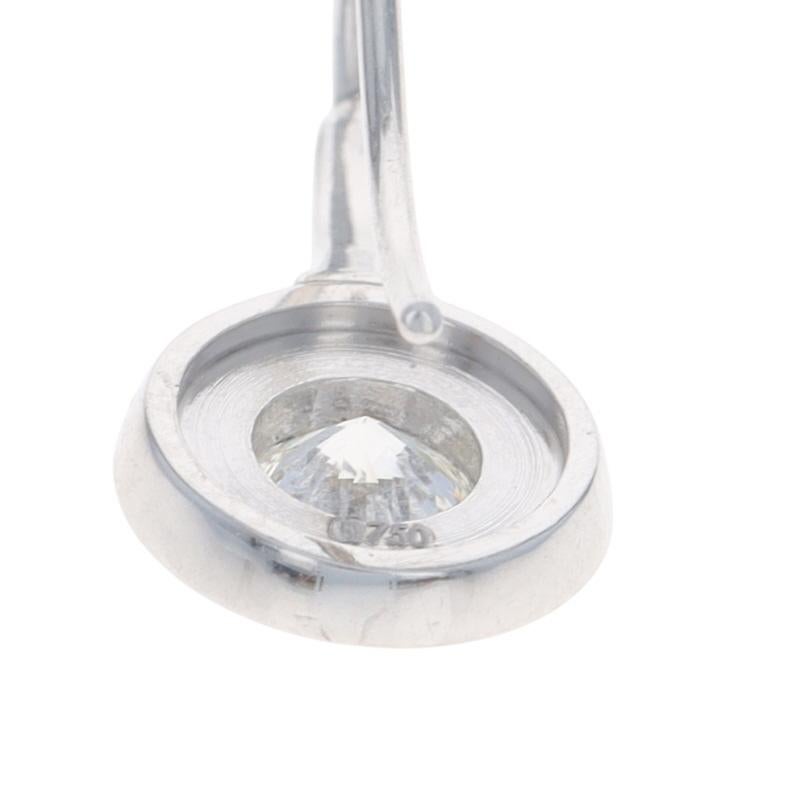 Donna Orecchini a goccia con diamanti in oro bianco - 18k Round Brilliante 1,60ctw - forati in vendita